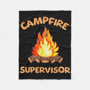 Campfire Supervisor Outdoor Camping Bonfires Firew Fleece Blanket