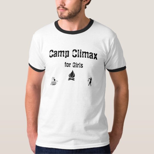 campfire, tennis, canoe-1, Camp Climax, for Girls T-Shirt