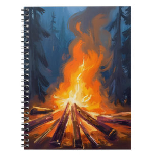 Campfire Watercolor Forest Painting Notebook