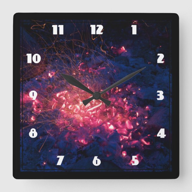 Campfire with Burning Embers Square Wall Clock (Front)