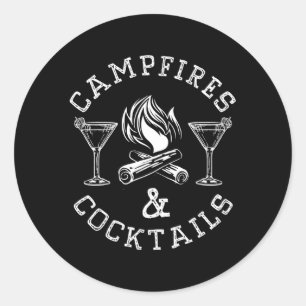 Campfires And Cocktails Bonfire Camg Campfire Classic Round Sticker