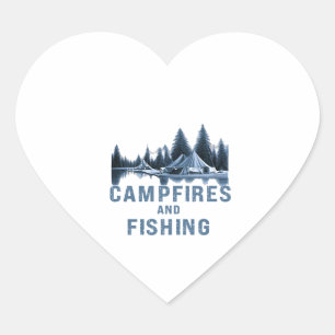 CAMPFIRES AND FISHING HEART STICKER