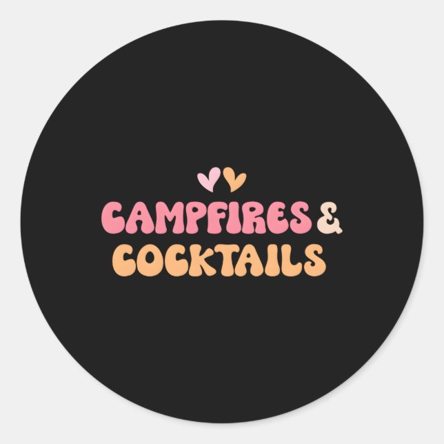 Campfires Cocktails Classic Round Sticker (Front)