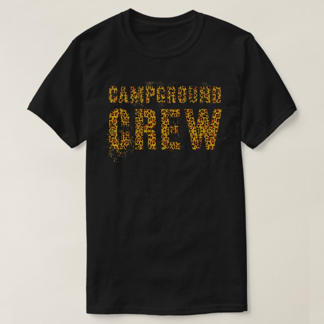 CAMPGROUND CREW Leopard Print Host Summer Counselo T-Shirt (Design Front)