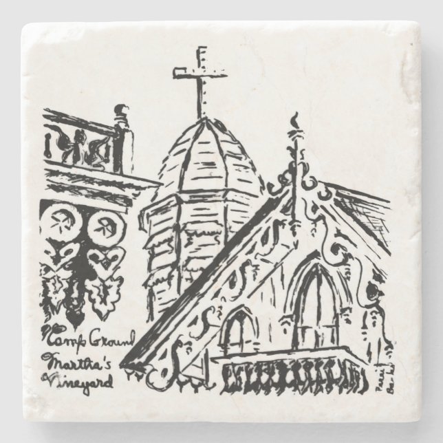Campground Motif by Babbie - Martha's Vineyard Stone Coaster (Front)