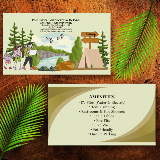 Campground RV Park Rustic Outdoor Business Design Card (Creator Uploaded)