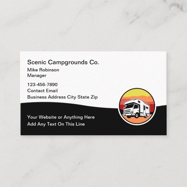 Campgrounds Mobile Home Park Business Card (Front)