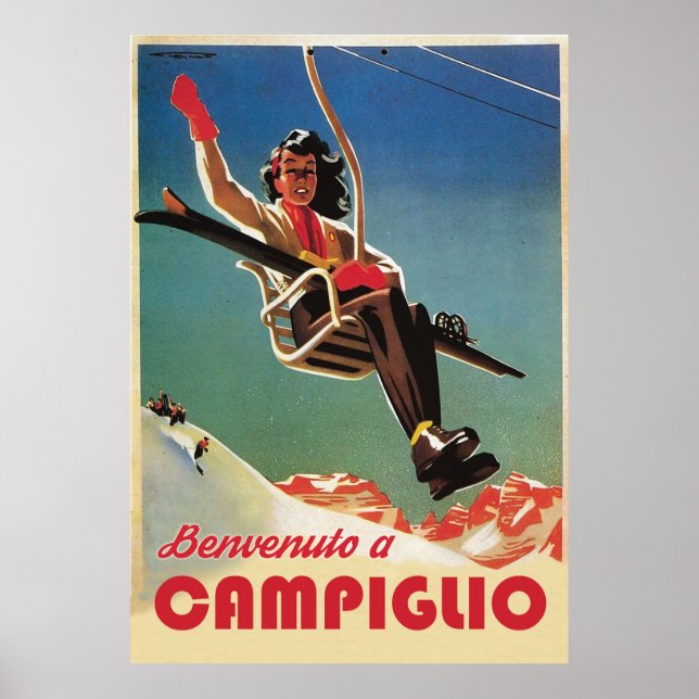 Campiglio, Woman on a Ski Lift Poster (Front)