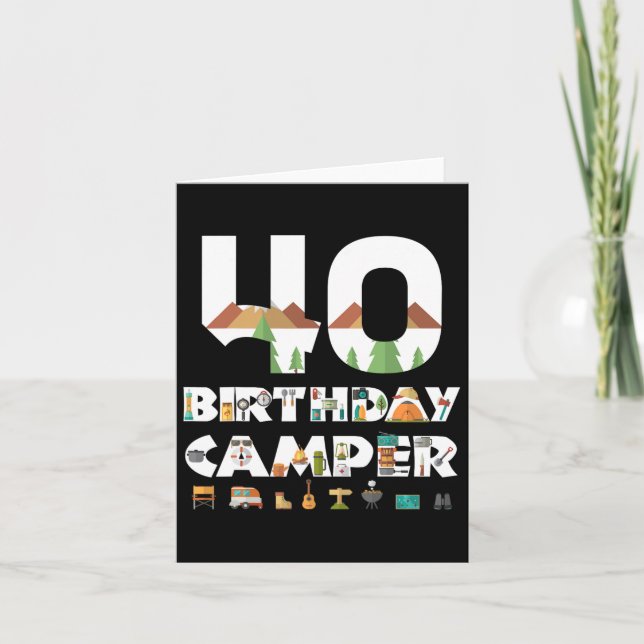 Camping 40th Birthday Camper Party Tent Campsite H Card (Front)
