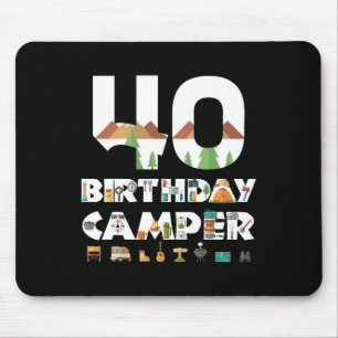 Camping 40th Birthday Camper Party Tent Campsite H Mouse Mat
