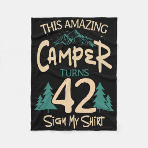 Camping 42nd Birthday Camper Party Campfire Tent H Fleece Blanket