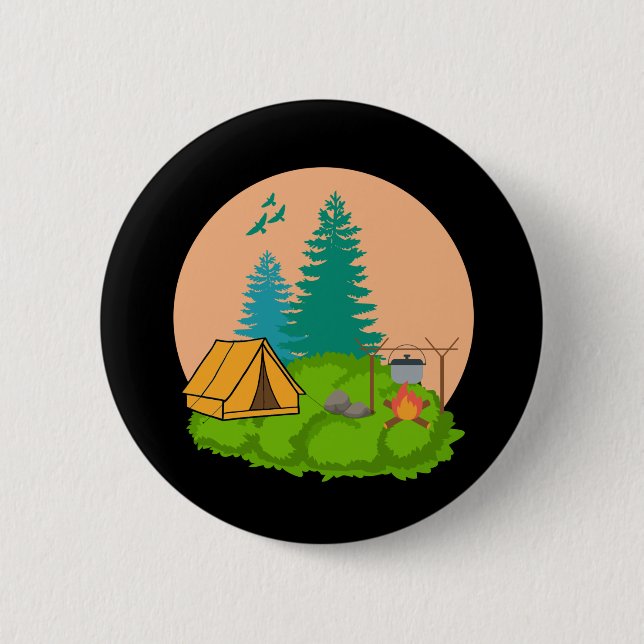 camping 6 cm round badge (Front)