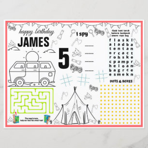 Camping activity & colouring sheet and placemats