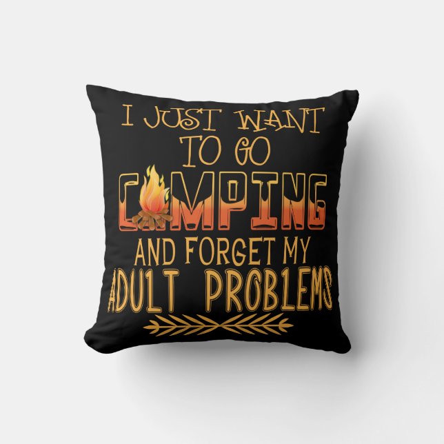 Camping Adult Problems Cushion (Front)