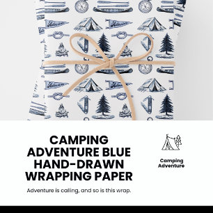 Camping Adventure Blue Wrapping Paper