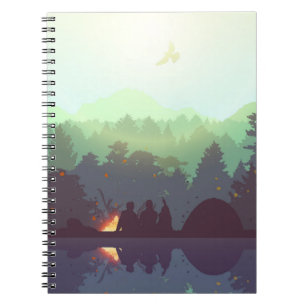 Camping Adventure Forest Mountain Illustration Notebook