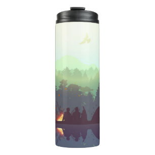 Camping Adventure Forest Mountain Illustration Thermal Tumbler