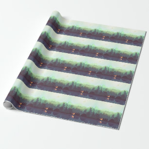 Camping Adventure Forest Mountain Illustration Wrapping Paper