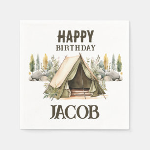 Camping Adventure Kids Birthday Party Napkin