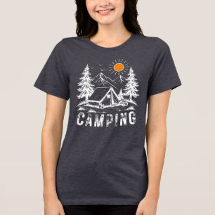 Camping Adventure Mountains, Tent & Nature Tri-Blend Shirt
