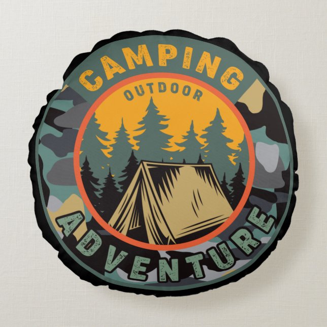 Camping Adventure Round Cushion (Front)