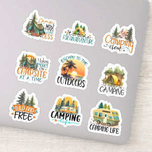 Camping Adventure Set 2 Custom-Cut Vinyl Sticker