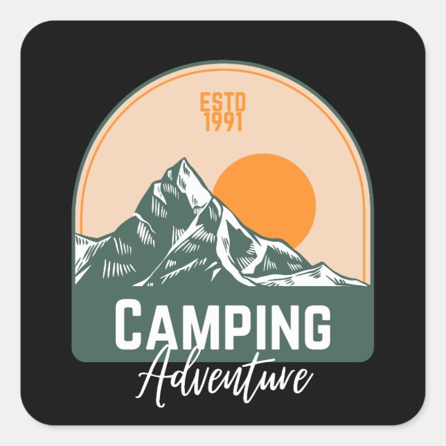 Camping Adventure Square Sticker (Front)