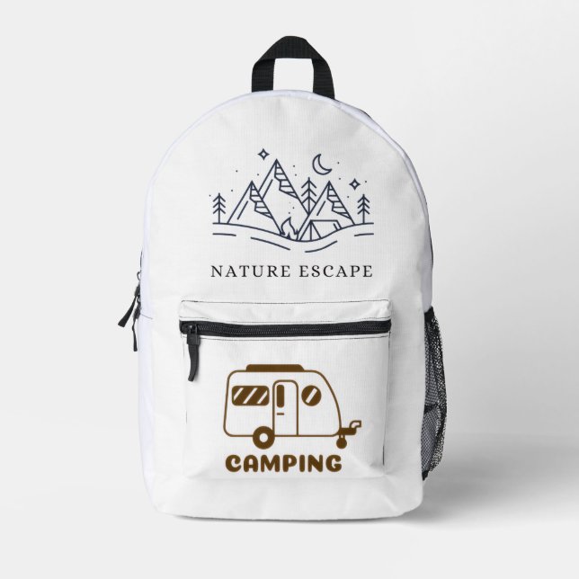 Camping Adventure Tent Illustration – Outdoor Natu Printed Backpack (Front)