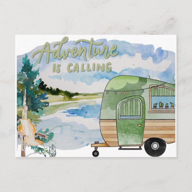 Camping Adventure Watercolor Travel Postcard (Front)