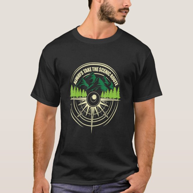 Camping Always Take The Scenic Route Adventure T-Shirt (Front)