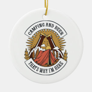 Camping and Beer Ceramic Tree Decoration