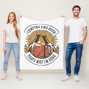 Camping and Beer Fleece Blanket