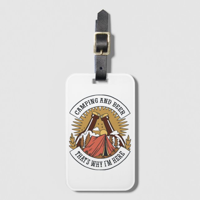 Camping and Beer Luggage Tag (Front Vertical)