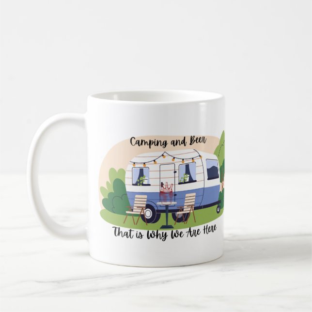 Camping and Beer on a  Coffee Mug (Left)