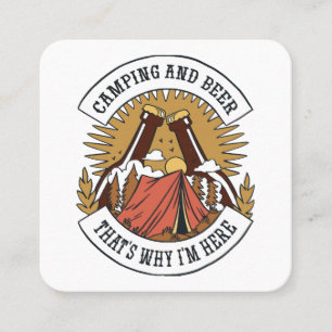 Camping and Beer Square Business Card