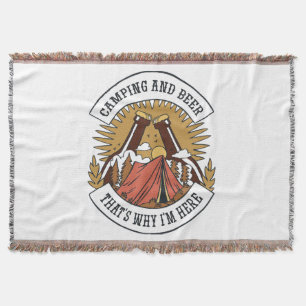 Camping and Beer Throw Blanket