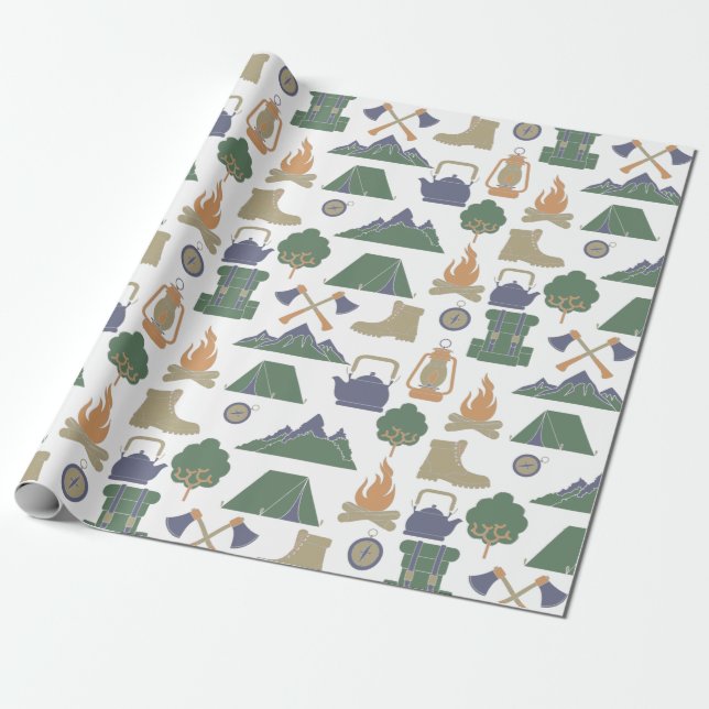 Camping and Outdoor Gear Campers Patterned Wrapping Paper (Unrolled)