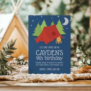 Camping and S'mores Birthday Invite