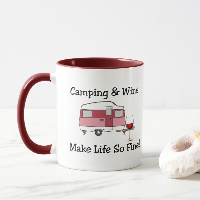 Camping and Wine Combo Mug (With Donut)