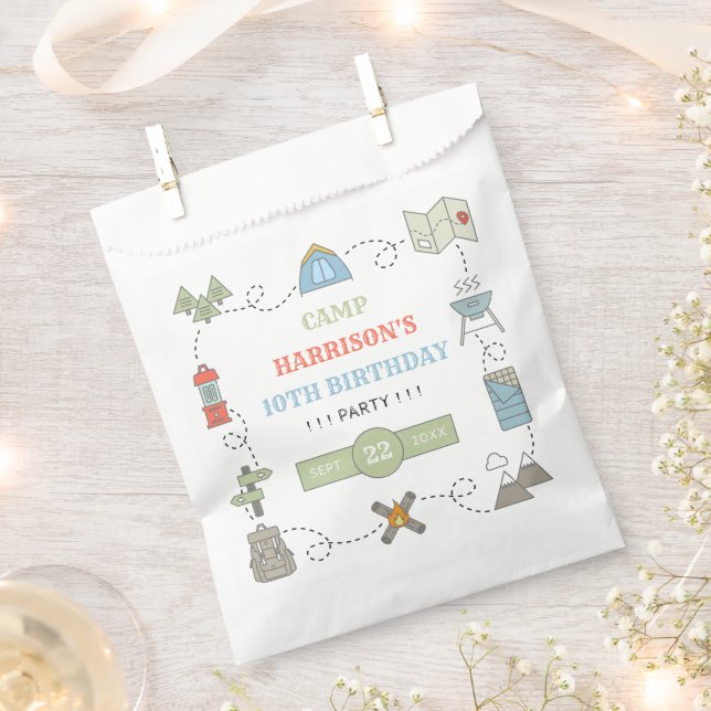 Camping Any Age Birthday Party Favour Bags (Clipped)