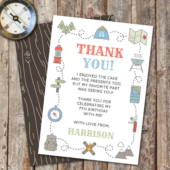 Camping Any Age Birthday Party Thank You Card (Creator Uploaded)