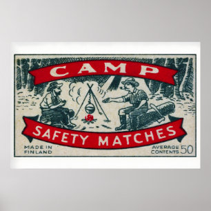 Camping around Fire - Matchbox Print - Aesthetic