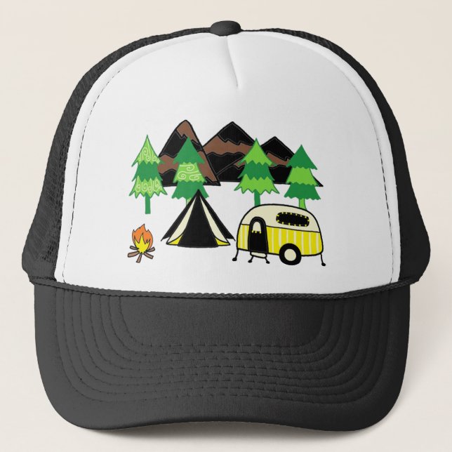 Camping art trucker hat (Front)