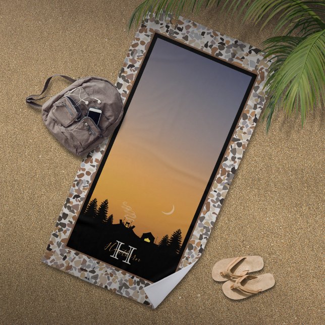 Camping at Sunset Pebble Beach Towel (Creator Uploaded)