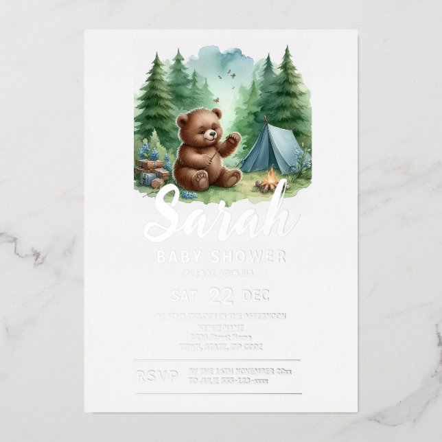 Camping Baby Bear in the Woods Baby Shower (Front)
