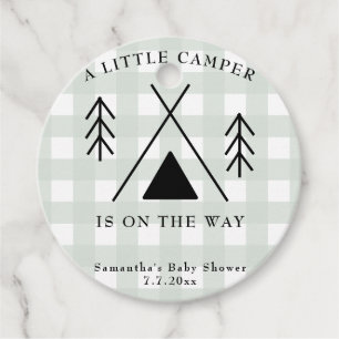 Camping baby shower favour tags