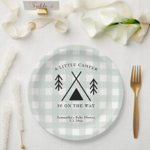 Camping baby shower paper plate