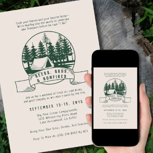 Camping Bachelor Party Rustic Woods for Groom Invitation