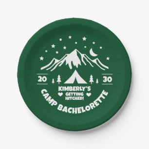Camping Bachelorette Green Paper Plate