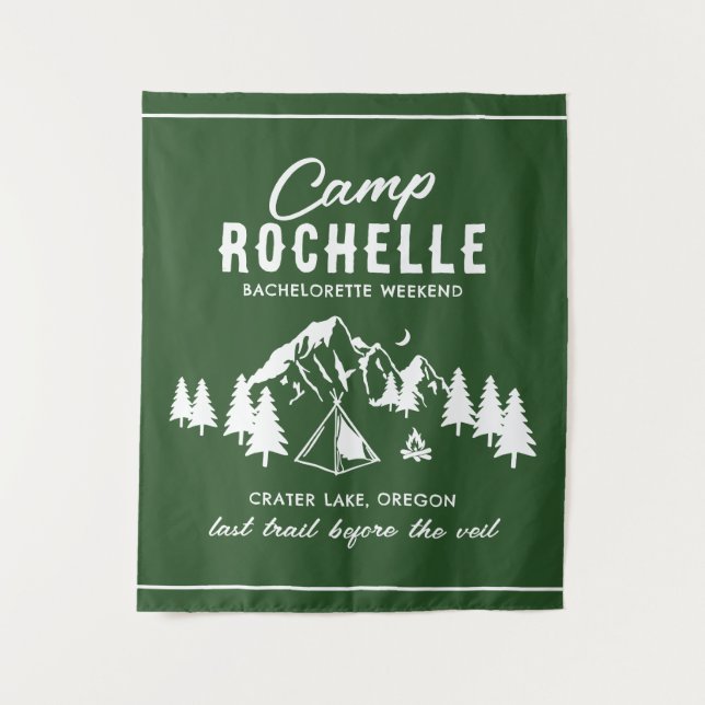 Camping Bachelorette Party Backdrop Tapestry (Front)